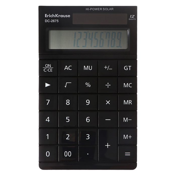 Калькулятор настольный 12-разрядов ErichKrause DC-2675 Classic, черный - Фото 1