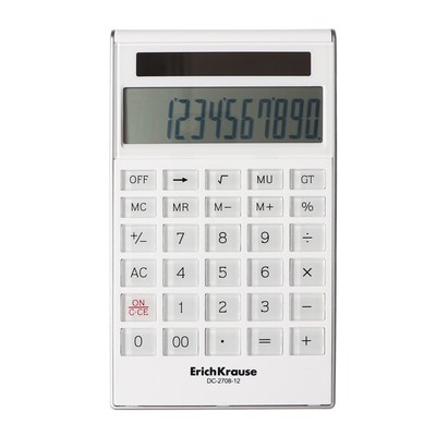 Калькулятор настольный 12-разрядов ErichKrause DC-2708-12 Classic, белый
