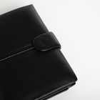 Портмоне мужское на кнопке 3 в 1, отдел для автодокументов, паспорта, цвет чёрный - фото 23963034