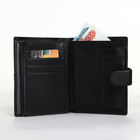 Портмоне мужское на кнопке, отдел для автодокументов, цвет чёрный - фото 23963045