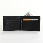 Портмоне мужское на магните, зажим для купюр, отделение для сим-карт, цвет чёрный - фото 23963062