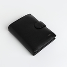 Портмоне мужское на кнопке 3 в 1, отдел для автодокументов, паспорта, цвет чёрный - фото 23979928