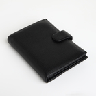 Портмоне мужское на кнопке, отдел для автодокументов, цвет чёрный - фото 23963166