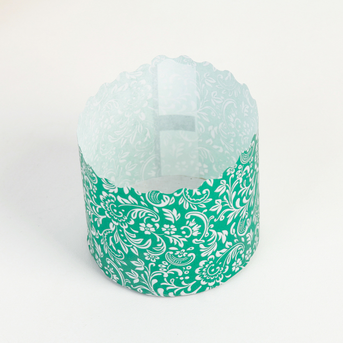 Форма бумажная для кекса, маффинов и кулича "Флора зелёная" 70 х 60 мм