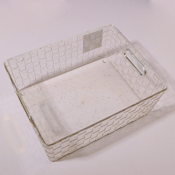 Органайзер для хранения «SHINE», с ручками, 1 секция, 25 × 19,5 × 9,5 см, цвет прозрачный/золотистый