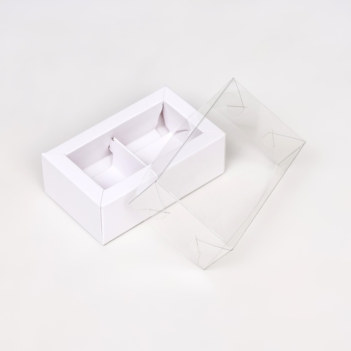 Коробка складная с прозрачной крышкой, 10 х 6 х 3,5 см, белая
