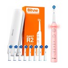 Электрическая зубная щетка Bitvae R2 Rotary E- Toothbrush, вибрационная, от АКБ, розовая - фото 321428844