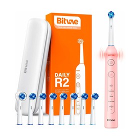 Электрическая зубная щетка Bitvae R2 Rotary E- Toothbrush, вибрационная, от АКБ, розовая 10393591