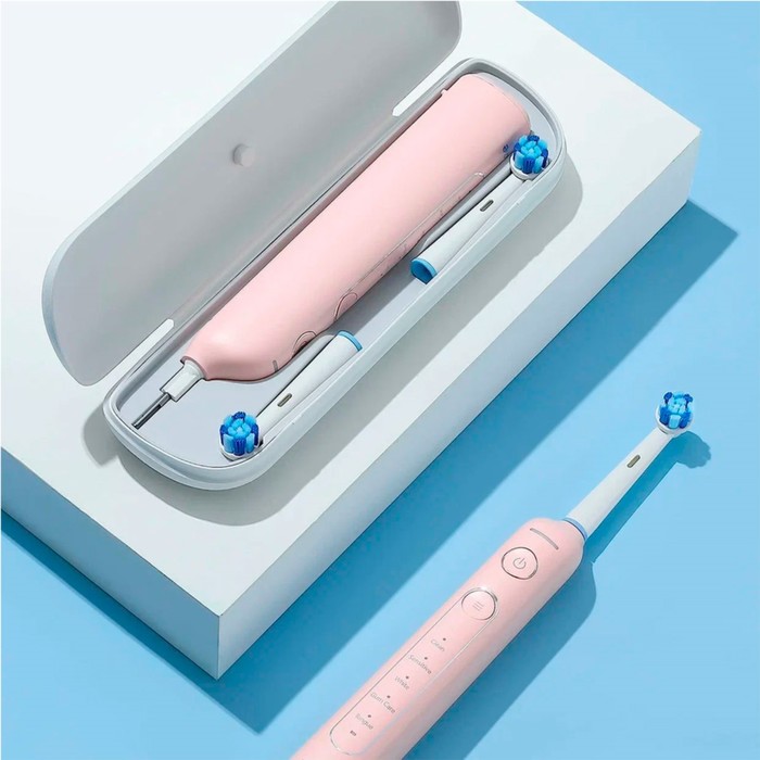 Электрическая зубная щетка Bitvae R2 Rotary E- Toothbrush, вибрационная, от АКБ, розовая