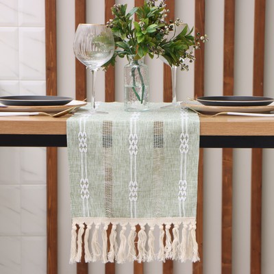 Дорожка на стол «Этель» 30×180 см, зелёная