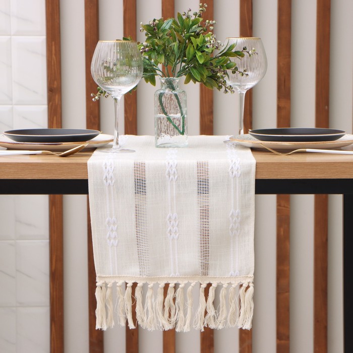 Дорожка на стол «Этель» 30×180 см, бежевая - Фото 1