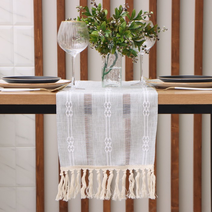 Дорожка на стол «Этель» 30×180 см, серая - Фото 1