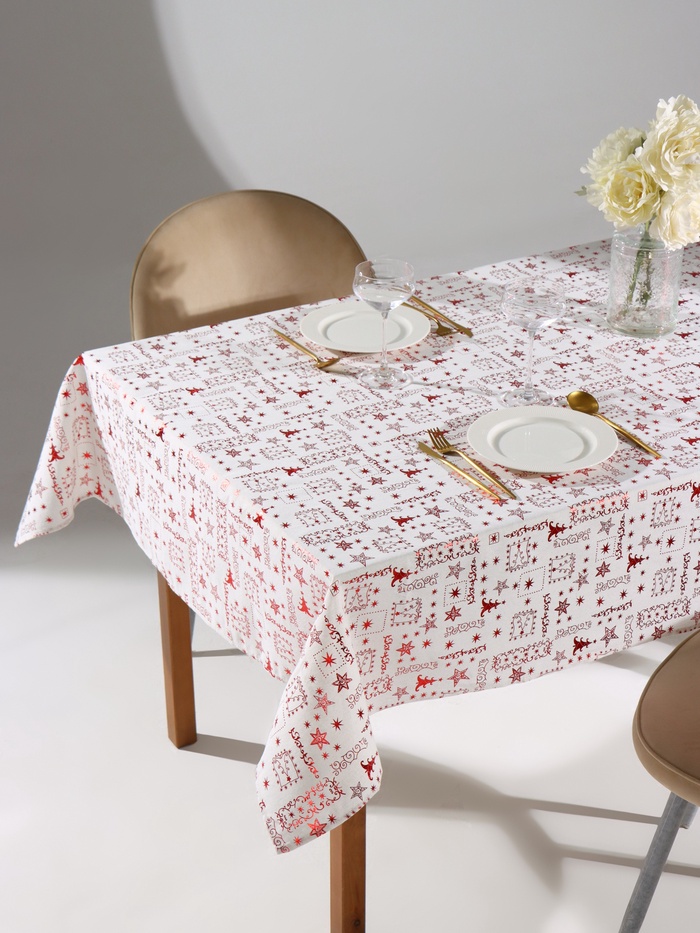 Скатерть новогодняя «Этель. Новогодняя», 140×180±5 см, 80% п/э, 20% лён, 120 г/м²