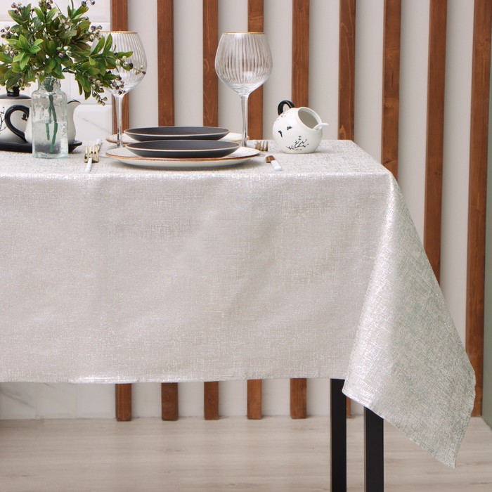 Скатерть «Этель», 140×220±5 см, 180 г/м², серебристая - Фото 1