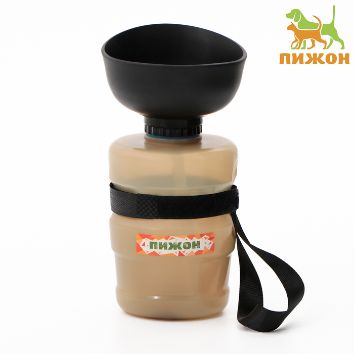 Поилка прогулочная, 520 мл, 15×7×7, пластик, бежевая - Фото 1