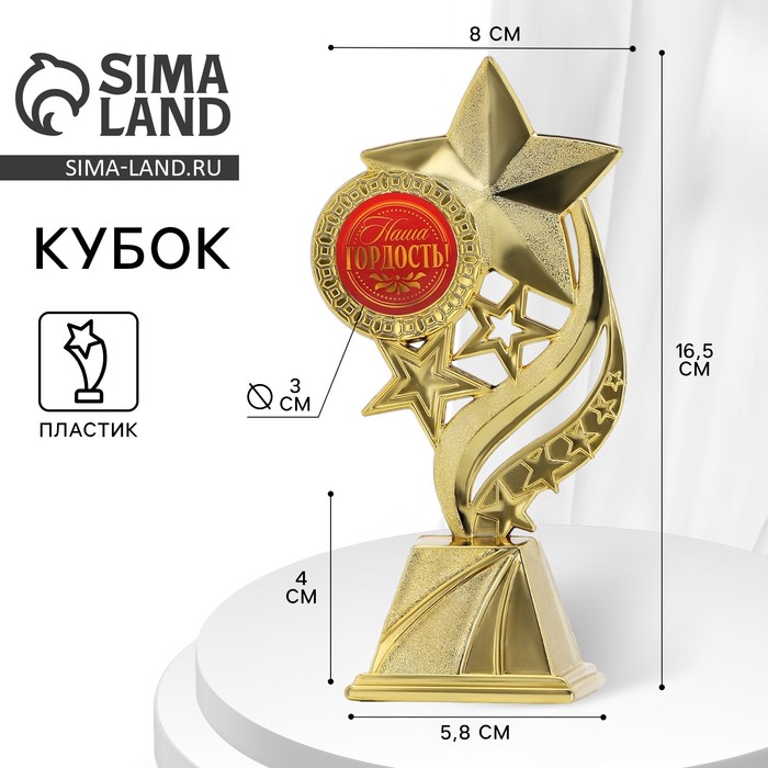 Кубок «Наша гордость», наградная фигура, золото, 8,1 х 16,4 см, пластик - Фото 1