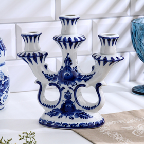 Подсвечник "Гжель", 12,5 х 17 х 18,5см