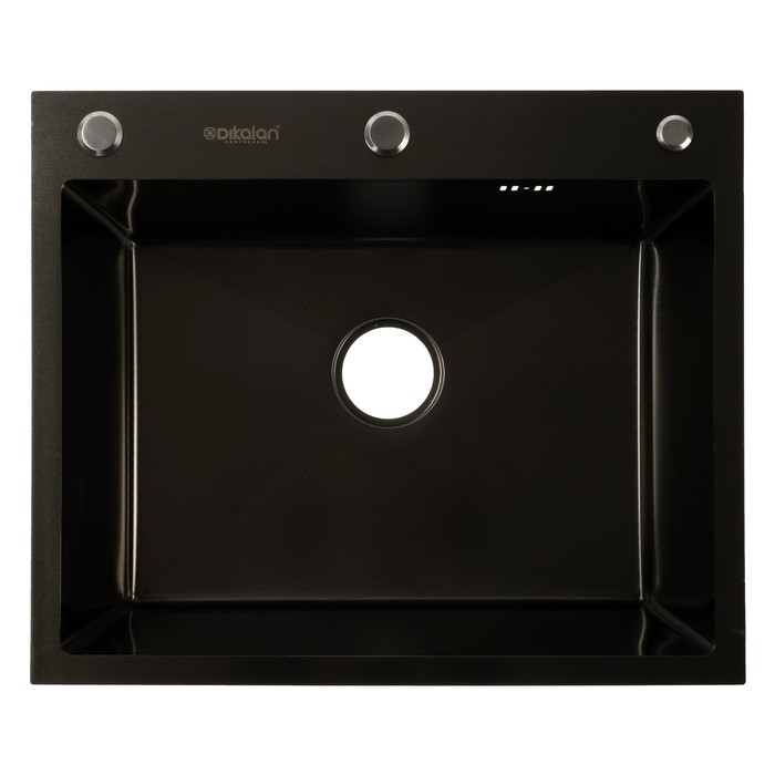 Мойка кухонная Dikalan KN605008, врезная, 60х50х22 см, дозатор S-ZY001Q, сифон, черная