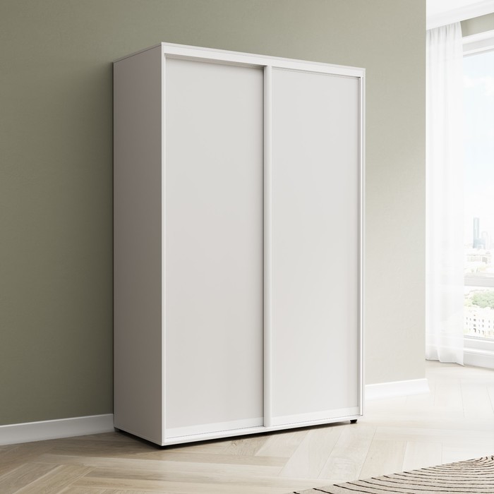 Шкаф-купе «Сим Д», 1400×600×2300 мм, ЛДСП, с ящиками, цвет белый шагрень - Фото 1