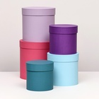 Набор шляпных коробок 5 в 1, пурпурный, 23 х 23-15 х 15 см - фото 321485853
