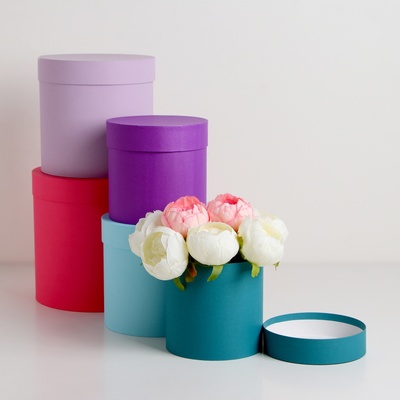 Набор шляпных подарочных коробок 5 в 1, пурпурный, 23×23-15×15 см