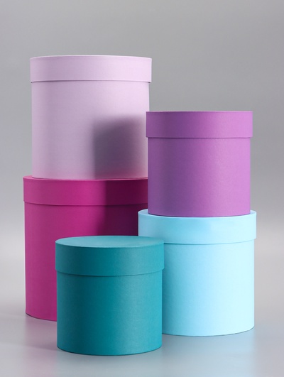 Набор шляпных подарочных коробок 5 в 1, пурпурный, 23×23-15×15 см