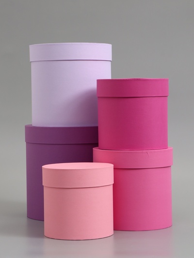 Набор шляпных подарочных коробок 5 в 1, пурпурный, 23×23-15×15 см