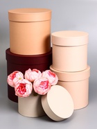 Набор шляпных подарочных коробок 5 в 1, коричневый, 23×23-14×14 см - Фото 1