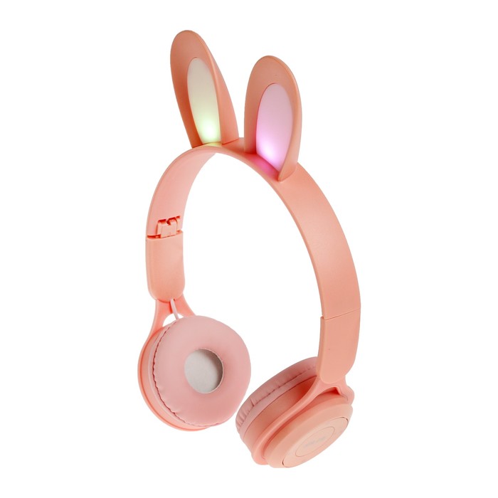 УЦЕНКА Наушники беспроводные Y08R, накладные, детские, BT 5.1, подсветка, 400 мАч, розовые - Фото 1