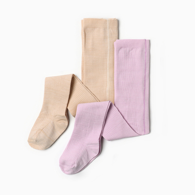 Колготки детские Крошка Я BASIC LINE, набор 2 пары, рост 62-68 см, бежевый, сиреневый