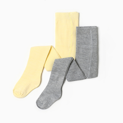 Колготки детские Крошка Я BASIC LINE, набор 2 пары, рост 62-68 см, серый, желтый