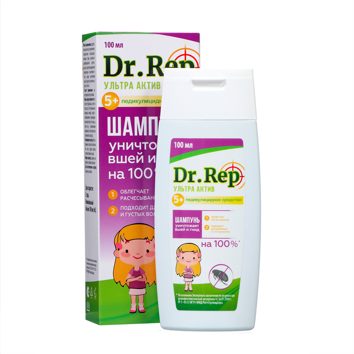 Шампунь Доктор реп средство педикулицидное «мирролла перметрин »фора+«.100 мл - Фото 1