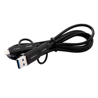 Кабель  4 в 1 ERGOLUX ELX-CDC07-C02, USB - Type-C/ Type-C/ Lightning, 5А, 1.2м, черный