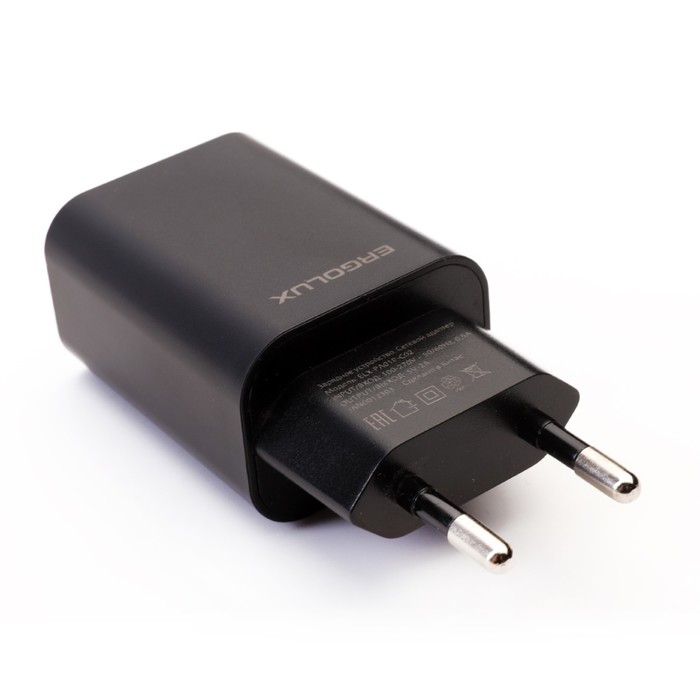 Сетевое зарядное устройство ERGOLUX ELX-РA01P-C02, 1 USB, 2A, пакет, черное - Фото 1