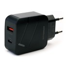 Сетевое зарядное устройство ERGOLUX ELX-РA01QC-C01, USB/USB-C, 3A, быстрая зарядка, черное - фото 9649275