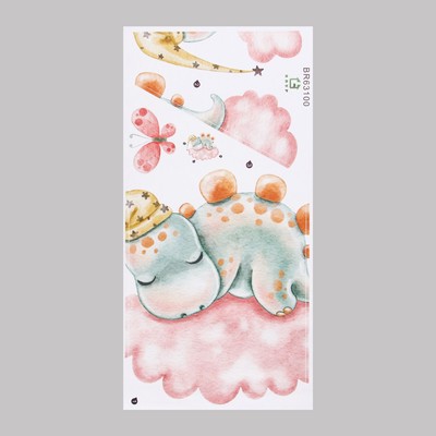 Наклейка интерьерная цветная «Малыш-стегозавр на облаке», пластик, 30×60 см