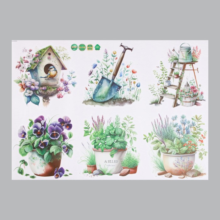 Наклейка пластик интерьерная цветная "В домашнем саду" 42х57 см