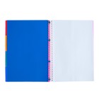 Тетрадь А4, 96 листов в клетку на гребне LINE NEON, пластиковая обложка, матовая ламинация, 4 цветных разделителя, розовая - Фото 5