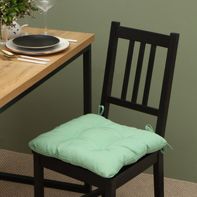 Сидушка на стул с завязками - 2 шт. Доляна цв.зеленый 40х40 см, 100% п/э, габардин 153 г/м2