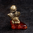 Сувенир "Ангел в позе лотоса", латунь, янтарь, 2х3х2,5 см - Фото 3
