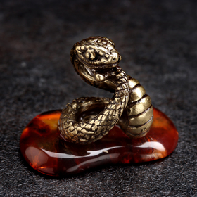 Сувенир "Змея", латунь, янтарь