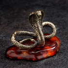 Сувенир "Змея Кобра", большая, латунь, янтарь - фото 299554395