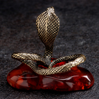 Сувенир "Змея Кобра", большая, латунь, янтарь - Фото 2