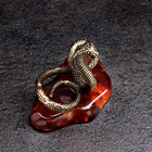 Сувенир "Змея Кобра", большая, латунь, янтарь - Фото 4