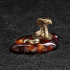 Сувенир "Змея Кобра", маленькая, латунь, янтарь - Фото 1