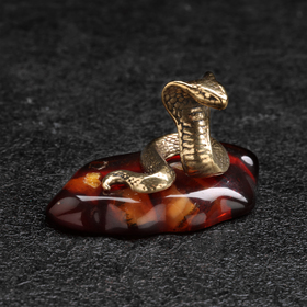 Сувенир "Змея Кобра", маленькая, латунь, янтарь