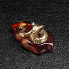 Сувенир "Змея Кобра", маленькая, латунь, янтарь - Фото 4