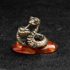 Сувенир "Змея с коктейлем", латунь, янтарь - фото 5816196