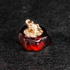 Сувенир "Лягушка с монетой", латунь, янтарь - Фото 3