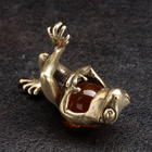 Сувенир "Лягушка сытая", латунь, янтарь - Фото 2